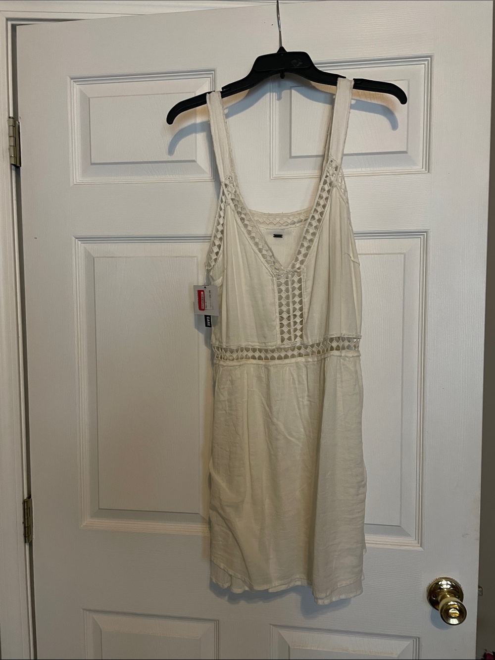 Women's Cream Mini Dress with Lace Trim